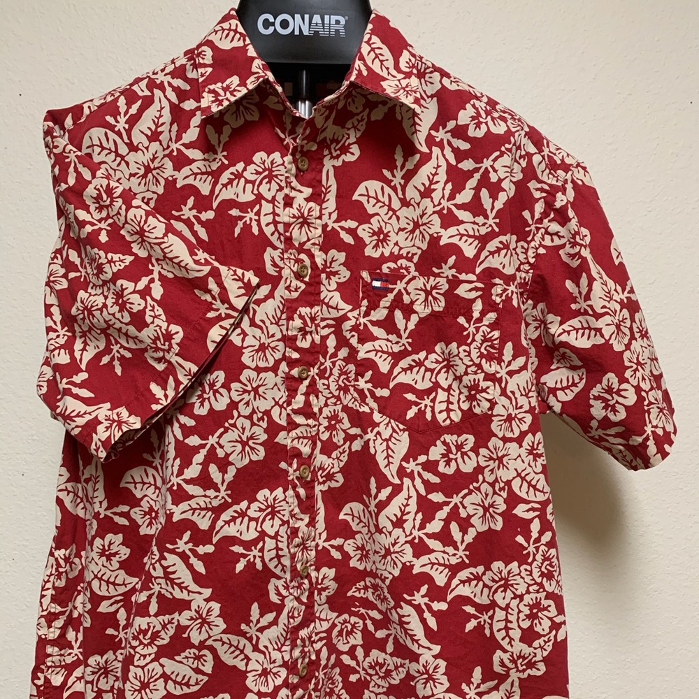 Tommy Hilfiger Floral Short Sleeve Button Front Shirt Men’s Size Medium